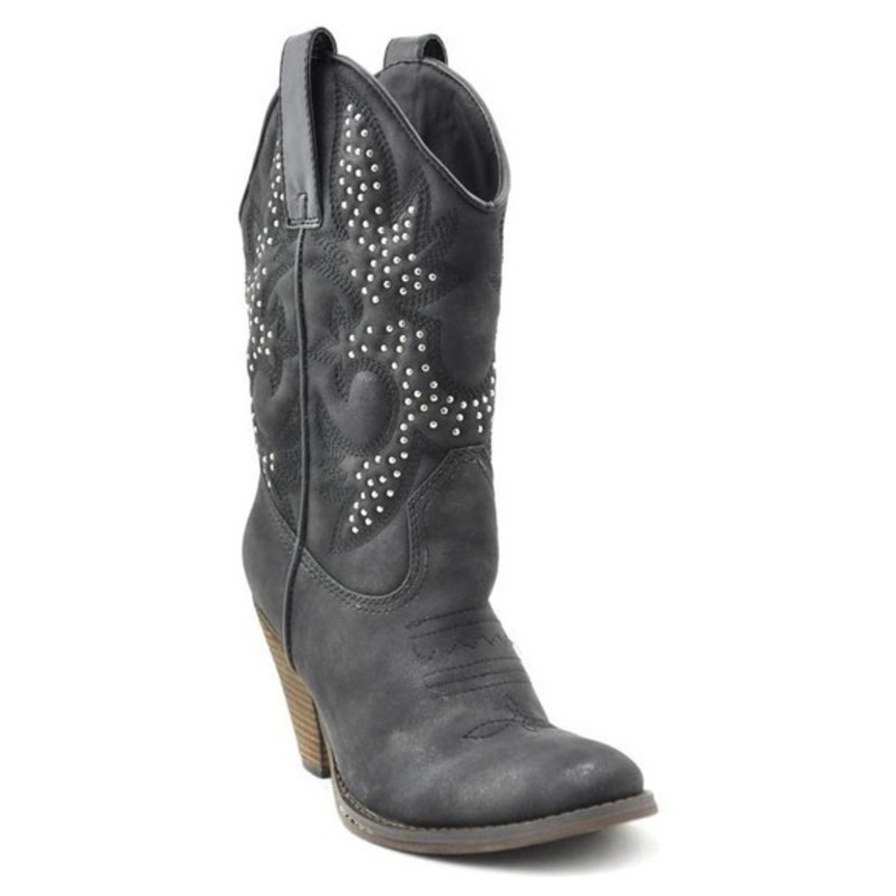Very Volatile Women's Arienette pull on Boot vegan faux leather rhinestones sz 8